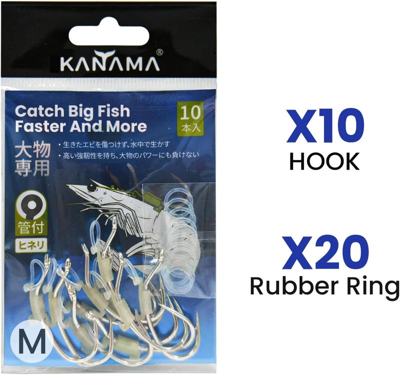kanama Luminous Live Shrimp Hooks - High Carbon Steel Fishing Hooks Saltwater Corrosion Resistant Barbed Strong Hooks Freshwater Shrimp Walker, Ideal for Bass, Groupers, Pike, Catfish & More - Image 5